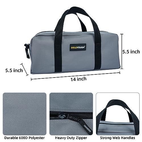 MELOTOUGH Utility Tool Tote bag Combo Kit-Includes 2 Medium Tool Organizer Bags for Electrician, Plumbing, Gardening, HVAC & More (14 inch,Black&Grey) - color: Black & Grey