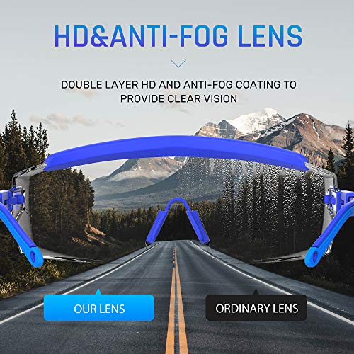 Anti Fog Safety Glasses Safety Goggles Over Glasses Protective Glasses with Anti Scratch Lenses Adjustable - color: 2 Pack (Blue + Pink)
