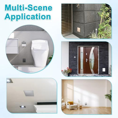 M METERXITY 1-Pack Access Panel for Drywall, 6x6 Inch Plastic Self Adhesive Wall Hole Cover Access Doors for Wiring Cable/Ceiling, Removable Plumbing Wall Panel [Silver Tone, Vented Square] - color: Silver Tone