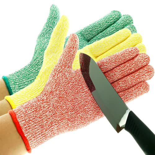 TruChef Cut Resistant Gloves – Level 5 Anti-Cut Protection, Durable, Breathable, Machine Washable Safety Gloves (Pack of 3) - size: Large (Pack of 3)