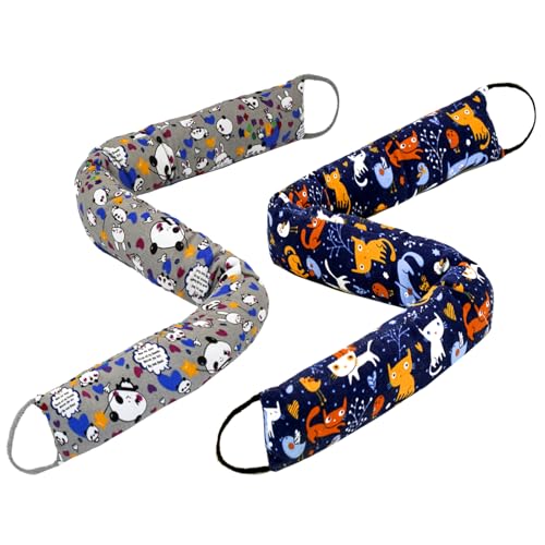 Weighted Door Draft Stopper, 2 Pack 32 Inch Under Door Blocker, Bottom of Door Window Air Noise Light Gap Filler, Saving Energy Cartoon Print Canvas Cotton 2.2Lb - size: 32 inch
