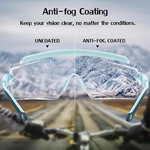 UKNOW Safety Goggles Over Glasses, Safety Glasses Anti Fog Wraparound Eye Protection, Protective Eyewear ANSI Z87.1 - color: Baby Blue