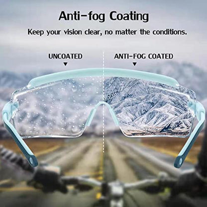 UKNOW Safety Goggles Over Glasses, Safety Glasses Anti Fog Wraparound Eye Protection, Protective Eyewear ANSI Z87.1 - color: Baby Blue