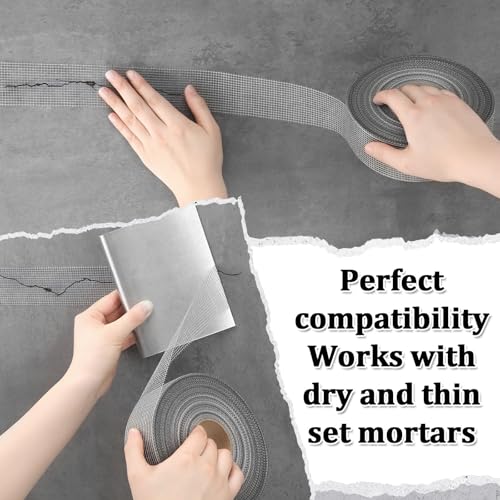 350 ft x 2 Inch Cement Board Joint Tape Self Adhesive Durable Gray Fiberglass Mesh Drywall Mesh Repair Tape for Cement Board Joints Repairing, Sealing and Strengthening - size: 350 ft X 2 Inch