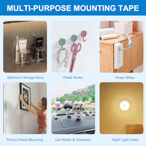 Heavy Duty Double Sided Tape 1in X 9.85ft, Removable No Residue Foam Adhesive Strips, Mounting Tape for Walls, Pictures, Posters, LED Light Strips & Home Decor (1in) - size: 1in