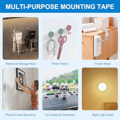 Heavy Duty Double Sided Tape 1in X 9.85ft, Removable No Residue Foam Adhesive Strips, Mounting Tape for Walls, Pictures, Posters, LED Light Strips & Home Decor (1in) - size: 1in