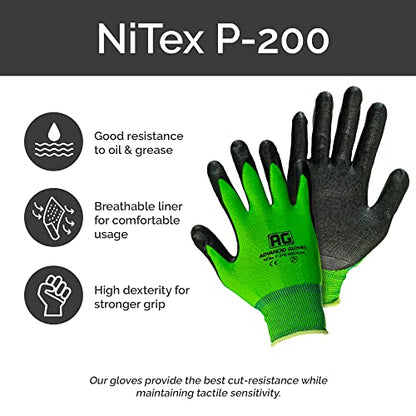 – NiTex P-12 Nylon Nitrile Gloves, Breathable Nitrile Foam Coated Utility Gloves for Insulated Grip, Green, 6-Pair, Medium - color: Green, size: 6 Pairs (Medium)