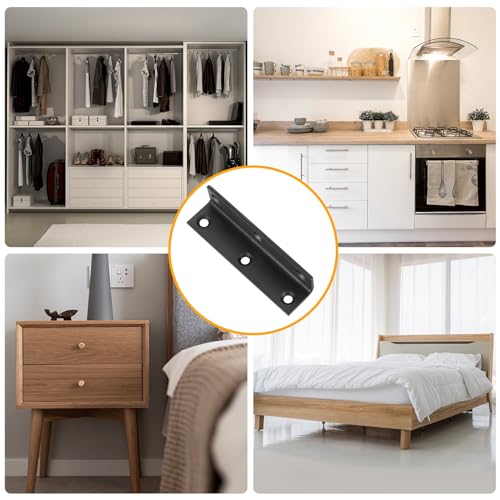 L Brackets, 10pcs Corner Braces Heavy Duty, Black L Shaped Shelf Brackets, Right Angle Corner Brackets, Allot Steel Metal Braces Brackets for Wood Furniture Cabinet Shelf - 3.15x0.78x0.78 - size: 80x20x20mm