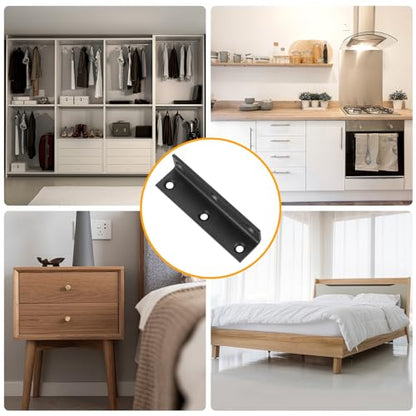L Brackets, 10pcs Corner Braces Heavy Duty, Black L Shaped Shelf Brackets, Right Angle Corner Brackets, Allot Steel Metal Braces Brackets for Wood Furniture Cabinet Shelf - 3.15x0.78x0.78 - size: 80x20x20mm