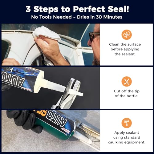 Seam Sealer Automotive-Professional Grade High Strength Waterproof Adhesive for Truck,Marine,Auto Body Repair, Rust & Leak Prevention-Quick Paintable Sealant for Metal,Plastic,RV Roof Sealant White - color: White 1