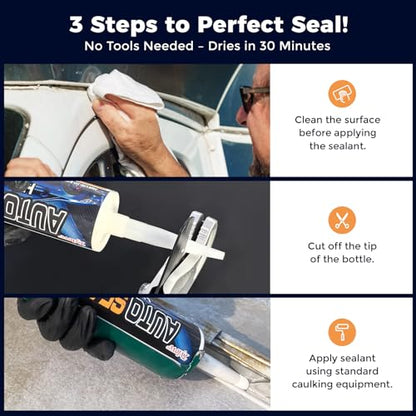 Seam Sealer Automotive-Professional Grade High Strength Waterproof Adhesive for Truck,Marine,Auto Body Repair, Rust & Leak Prevention-Quick Paintable Sealant for Metal,Plastic,RV Roof Sealant White - color: White 1