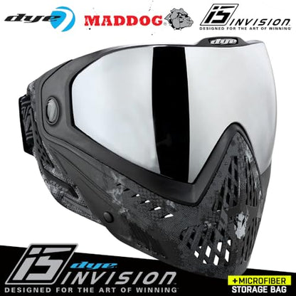 Maddog Dye i5 Thermal Anti-Fog Paintball Airsoft Mask Goggle System Combo with Microfiber Bag | Safety Certified Protection - color: Dyecam Black Fade