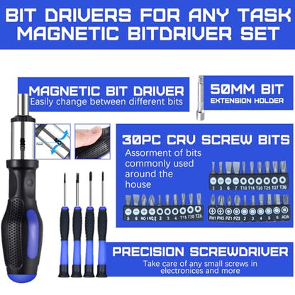 jar-owl Home Tool Kit Tool Set 146 Pieces Metric Household Hand Tool Kit，Auto Repair Tool Set with Portable Toolbox for Homeowner, Diyer, Handyman