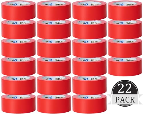 Oleitodh 22 Pack Red Duct Tape Heavy Duty,8.3 Mil Thickness,2 Inches x 30 Yards,Strong Industrial Strength,Flexible,No Residue,Waterproof and Tear by Hand,Multi-Use for Indoor & Outdoor Repairs - color: Red, size: 2 inch x 30 Yards-22 rolls