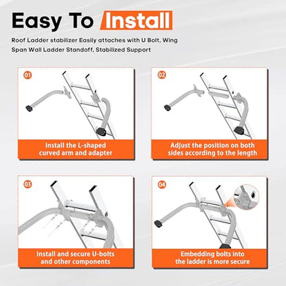 Aluminum Ladder Stabilizer Accessory for Roof Gutters with Wrench, Heavy Duty Extension Ladder Accessory, Wing Spread Wall Ladder Support/Wall Ladder Hook with Non-Slip Rubber Backing Pad - size: Aluminum Ladder Stabilizer