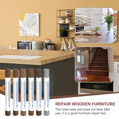 HARFINGTON Wood Filler Sticks 6 Colors Wooden Wax Touch Up Furniture Repair Crayons for New Walnut, Light Brown Gray, English Gray, Eucalyptus Gray, Original Wood, Oak - color: Modern Gray Series