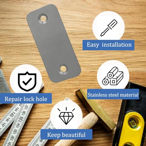 Door Edge Latch Hole Cover Plate for Deadbolt, Stainless Steel Door Edge Hole Filler Plate to Hide Unused Latch Holes, 1" x 2-1/4" (57 x 25 mm) (Grey, 1" x 2-1/4") - color: Gray