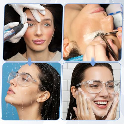 ElevateTech Safety Glasses Goggles, 2 Pcs Anti Fog Protective Eyewear Clear Eyelash Protector Shower Goggles Shield - color: Clear