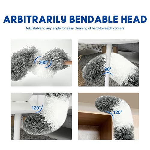 Microfiber Feather Dusters for Cleaning, Extendable Duster with 110" Extension Pole & 2pcs Replaceable Bendable Head, Cleaner Supplies Duster Tool for Ceiling Fan Furniture Cars Home Kitchen Gadgets - size: 3 Pcs Microfiber Dusters