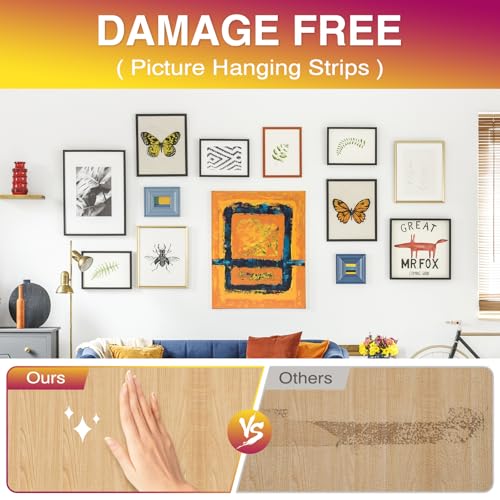 Picture Hanging Strips Heavy Duty XL 40 Pairs/80Strips, Damage Free Hanging Picture Hangers, Removable Adhesive Hook and Loop Wall Strips, Frame Stickers No Nails for Home Decor Wall Posters