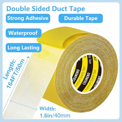 Double Sided Tape,1.6in X164FT Heavy DutyClear Fabric Tape for Carpet Rug Mounting Cloth Adhesive Removable for Home Office Craft - size: 1.6in X164FT