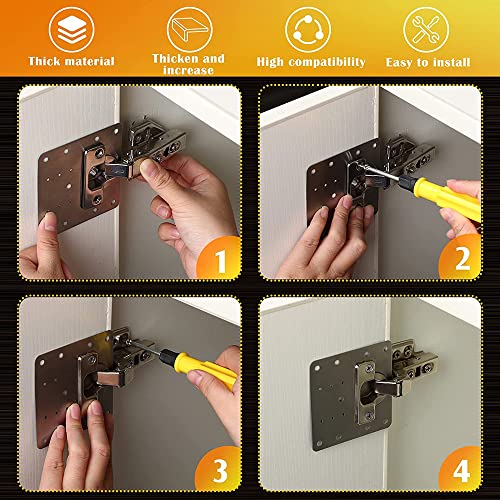 Cabinet Hinges Repair Plate,Stainless Steel Hinge Repair Brackets Kit,Kitchen Cupboard Door Hinge Repair Plate Kit Includes Fixing Screws,Protect Wooden Kitchen Cabinet Door,Furniture(2 PCS)… - size: 2 PCS