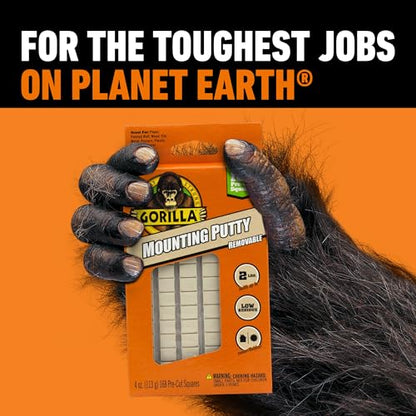 Gorilla Mounting Putty, Natural Tan Color, 84 Pre-Cut Squares (Pack of 1) - Non-Toxic Removable & Repositionable Wall Putty - size: 1 - Pack, style: 2 Ounce