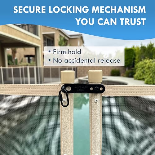 Pool Fence - Quick Lock Latch - Replaces Outdated Hook & Eye Style Latches – Durable Aluminum Pool Fence Lock Connector | DIY Pool Fence Easy Installation & Fits Most Mesh Safety Fences