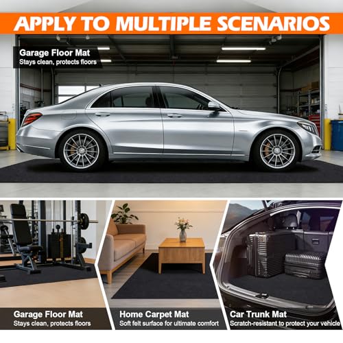 Grefinity Garage Floor Mat，7.4'x 17' Oil Spill Mat Heavy Duty Under Car Mat for Garage & Driveway, Protects Against Oil, Chemicals & Stains with TPE Anti-Leak Backing, Reusable & Washable - size: 7.4'x 17'