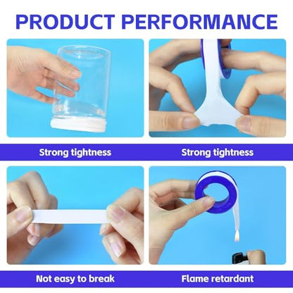 12 Rolls Teflon Tape for Plumbers, 1/2 x 520 Inches PTFE Thread Seal Tape, White Pipe Sealant for Shower Head, Water Pipe Sealing and Leak Prevention, Sealing Tape for Threaded Connections