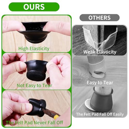 24 Pcs Silicone Chair Leg Floor Protectors for Hardwood Floors, Felt Furniture Pads Rubber Chair Leg Caps, Bar Stool Leg Floor Protectors, Anti-Scratch & Reduce Noise, Round(Black, Fit: 0.75"-1.1") - size: Black-m(fit: 0.75"-1.1")