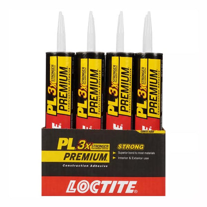 Loctite PL Premium Polyurethane Construction Adhesive, Versatile Construction Glue for Wood, Concrete, Stone, Metal & More- 28 fl oz, Cartridge, 12 Pack - size: 12 Pack, style: 28 fl oz