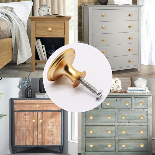16 Pcs Champagne Cabinet Knobs, Round Dresser Knob Kitchen Drawer Knobs, Single Hole Cupboard Door Knob Dresser Drawer Pulls Handles (Champagne) - color: Champagne, size: 16 Pack