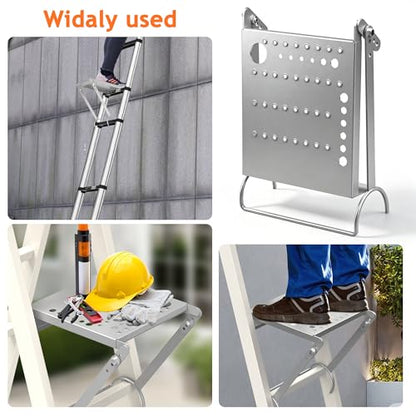 Ladder Platform Attachment, Ladder Accessories,Anti-Slip Extension Ladder Step, Heavy Duty Ladder Work Stand Ladder Paint Tray Holder 400 Pound (Silver Gray) - color: Silver/Gray