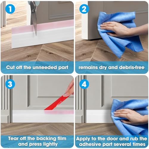 8 Pack Under Door Gap Filler (1 Meter),Under Door Draft Stopper,Windproof and Dustproof, Soundproof and Noise Reduction,Suitable for Home, Hotel, Office and Other Places(White)