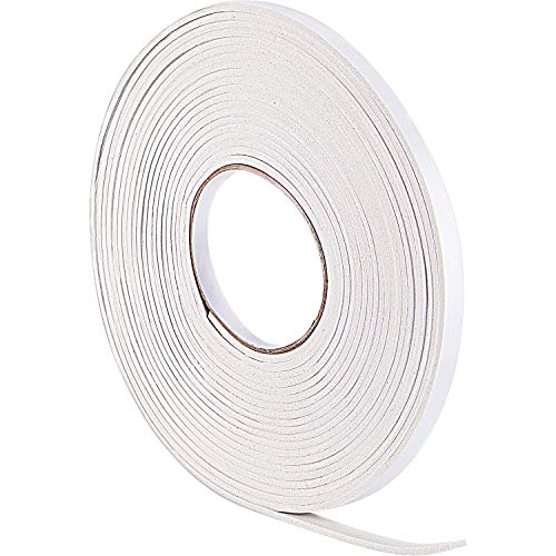 Hestya 1/8 in x 3/8 in x 32.8 ft Foam Draught Excluder Weather Strip Tape Weatherstrip Weather Seals for Door, Soundproofing Door Seal, Weatherstrip, Air Conditioning Seal Strip(3 mm,White) - size: 3 mm