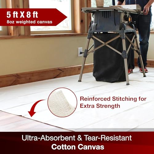 8 oz Canvas Safety Drop Cloth, 5' x 8' - size: 5x8, style: 8 oz