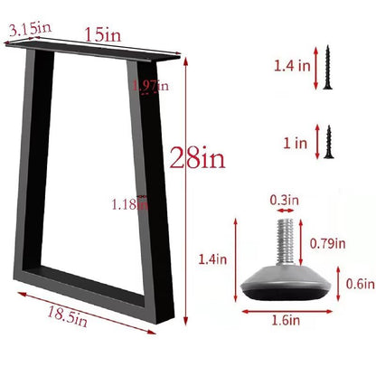 Metal Table Legs 28 inch, Heavy Duty DIY Industrial Desk Furniture Legs Set of 2 Black 28" H×18.5" W - color: 28" Table Legs 1, size: 28" X 18.5"