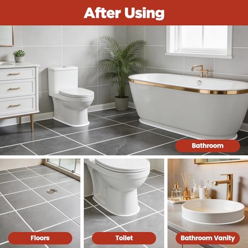 6 in 1 Silicone Caulking Tool Kit with Caulk Grout Remover Tool Sealant Finishing & Smoothing Tool, Grout Scraper, 6 Reusable Pads and Adhesive Residue Scraper for Kitchen Bathroom Tile Sink (Red) - color: Red