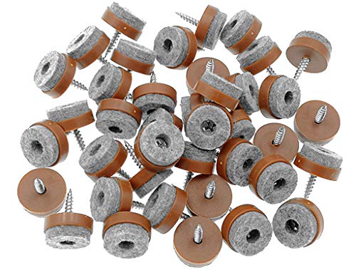 ALIMITOPIA 40pcs Screw-on Furniture Felt Pad Chair Glide Slider Hardwood Floor Protector for Wooden Leg Feet of Chair Table Furniture(Φ28mm or 1.1";Brown) - size: 28mm(Brown)