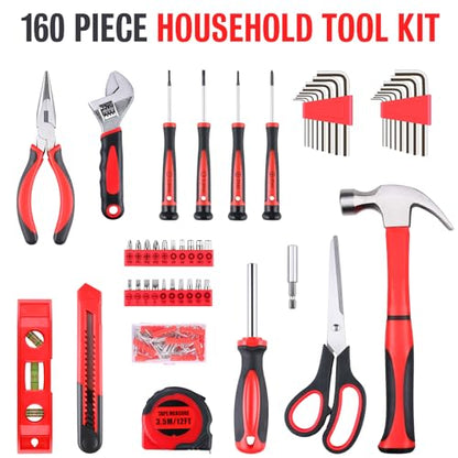 WINNER 160-Piece All-Purpose Household Tool Kit in Delicate Toolbox, Suitable for Both Male and Female, Great for Common Home Repairs, House DIY Project, Garage, Office, Housewarming and Birthday Gift