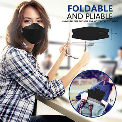LEVENIS KN95 Face Masks 100 Pack, Breathable Comfortable and Disposable KN95 Mask, Black - color: 100 Pcs Adult-black