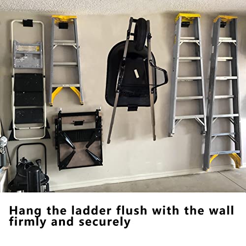 Heavy-Duty Ladder Hanger-Wall Mount Ladder Hook-Garage Wall Wheelbarrow Hangers-4 Pack - size: 4 P