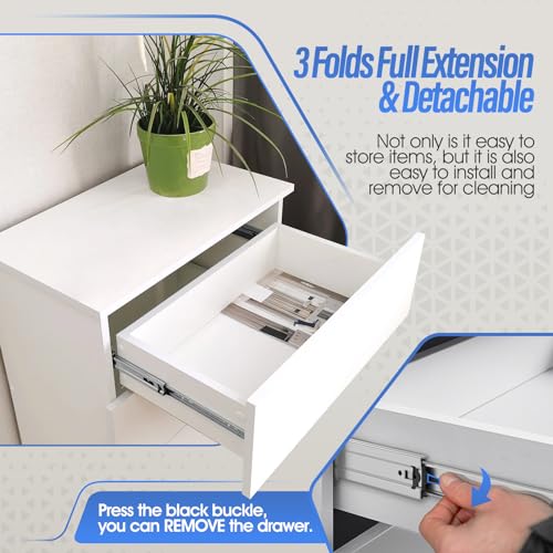 1 Pair Full Extension Ball Bearing Drawer Slides 8 10 12 14 16 18 20 22 24 Inch 100 LB Load Capacity Side Mount File Cabinet Rails Dresser Metal Runner Trash Can Kitchen (16 inch, Silver) - color: Silver, size: 16 Inch
