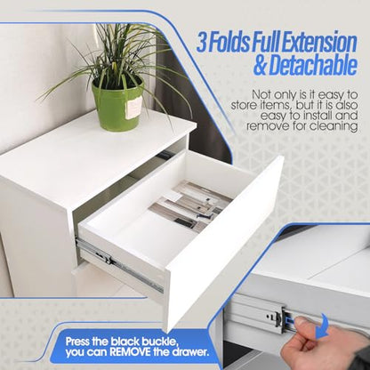 1 Pair Full Extension Ball Bearing Drawer Slides 8 10 12 14 16 18 20 22 24 Inch 100 LB Load Capacity Side Mount File Cabinet Rails Dresser Metal Runner Trash Can Kitchen (12 inch, Silver) - color: Silver, size: 12 Inch