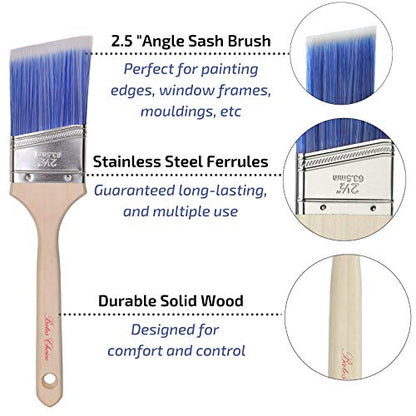 Bates - 2 Pack, 3 Inch & 2.5 Inch, Wood Handle, Paint Brushes Set, Professional House, Trim, Sash Paint Brush - color: Wood Handle Angle/Flat, size: 2 Pack, 2.5” & 3”