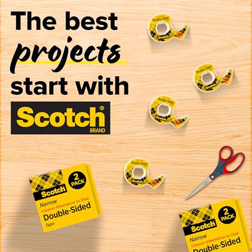 Scotch Double Sided Tape, Permanent Photo-Safe Adhesive, Clear, 1/2 inch x 500 inches per Roll, 10 Rolls (5 Packs of 2) – Scrapbooking, Crafts and Office Supplies - size: 10 Rolls