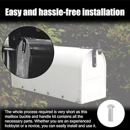 Mailbox Latch and Handle Kit, Thickened Metal Mailbox Door Replacement Parts with Anti-Loosening Nuts & Washers Easy Install for Secure Repair (Black)