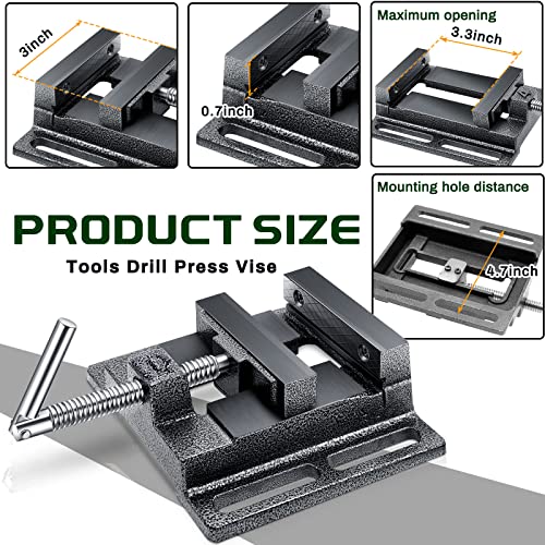 Tools Drill Press Vise Metal Press Vice Workbench Drill Vise Clamp with 2 Pieces Magnetic Pads Multi Grooved Pads Set for Daily Working Supply(3 Inch) - size: 3 Inch