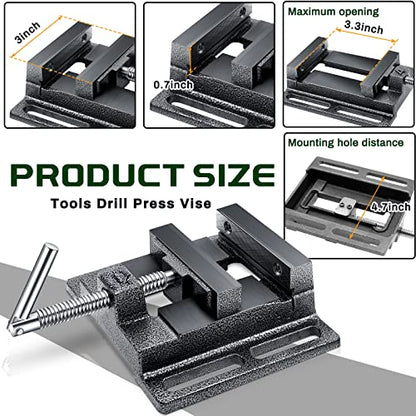 Tools Drill Press Vise Metal Press Vice Workbench Drill Vise Clamp with 2 Pieces Magnetic Pads Multi Grooved Pads Set for Daily Working Supply(3 Inch) - size: 3 Inch